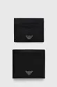 чёрный Кожаные кошелёк и чехол для карт Emporio Armani Мужской