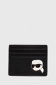 Karl Lagerfeld etui na karty skórzane Planet friendly czarny 230M3214