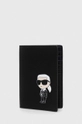 czarny Karl Lagerfeld etui na karty skórzane Unisex