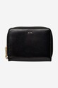 A.P.C. leather wallet Compact Emmanuelle PXAWV-F6302 BLACK grain leather black PXAWV.F63029