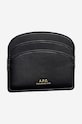 Kožené puzdro na karty A.P.C. Porte-cartes Demi-lune PXAWV-F63270 BLACK čierna PXAWV.F63270