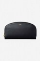 A.P.C. leather wallet Demi Lune plain black PXAWV.F63218