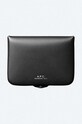 A.P.C. portafoglio in pelle Josh Coin-Purse pelle fiore nero PXAWV.H63176