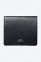 A.P.C. leather wallet Compact Mael plain black PXAWV.H63460