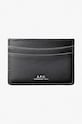A.P.C. leather card holder Cartes Andre grain leather black PXAWV.H63028