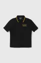 crna Pamučna polo majica EA7 Emporio Armani Za dječake