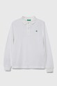 United Colors of Benetton longsleeve din bumbac pentru copii fixat alb 3089C300Z.G.NOS