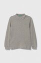 Хлопковый детский лонгслив United Colors of Benetton хлопок серый 3089C300Z.G.NOS