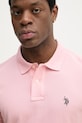 Памучна тениска с яка U.S. Polo Assn. DHM PIQUE розов MUP3312