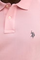 Памучна тениска с яка U.S. Polo Assn. DHM PIQUE MUP3312 розов