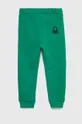 Детские хлопковые штаны United Colors of Benetton зелёный