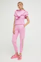 Βαμβακερό παντελόνι Karl Lagerfeld ροζ