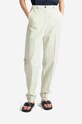 Wood Wood pantaloni in lino misto Courtney Mini Stripe Trousers alta verde 12211600.5291