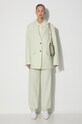 Nohavice s prímesou ľanu Wood Wood Courtney Mini Stripe Trousers 12211600-5291 PASTEL GREEN 12211600.5291 zelená AA00