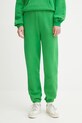 American Vintage spodnie dresowe z elastanem zielony IZU05B