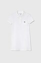 Παιδικό βαμβακερό φόρεμα Lacoste EJ2816 001 βαμβάκι λευκό EJ2816.001