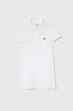 λευκό Παιδικό βαμβακερό φόρεμα Lacoste EJ2816 001 Για κορίτσια