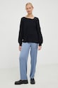 American Vintage sweter z domieszką wełny PULL ML COL BATEAU DAM225 czarny AA00