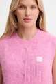 American Vintage vestă din amestec de lână roz EAST19MC