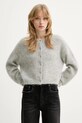 Gestuz kardigan z dodatkiem moheru Gzdebbie okrągły szary 10910935