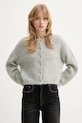 Gestuz kardigan z dodatkiem moheru Gzdebbie okrągły szary 10910935