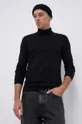 czarny Solid Sweter bawełniany