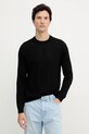 Armani Exchange sweter z dodatkiem wełny okrągły czarny XM000878.AF11982.NOS