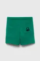 Детские хлопковые шорты United Colors of Benetton зелёный