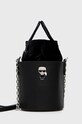 Karl Lagerfeld torebka skórzana skóra licowa czarny 225W3009