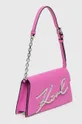 Δερμάτινη τσάντα Karl Lagerfeld ροζ