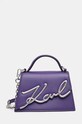 Kožená kabelka Karl Lagerfeld K/SIGNATURE fialová 240W3004