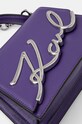 Kožená kabelka Karl Lagerfeld K/SIGNATURE fialová 240W3004