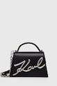 Кожена чанта Karl Lagerfeld гладка кожа черен 240W3004