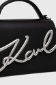 Кожена чанта Karl Lagerfeld черен 240W3004