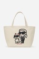 Бавовняна сумка Karl Lagerfeld надрук бежевий A2W50026