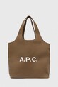 A.P.C. geanta Ninon incape in A4 verde PUAAT.M61565