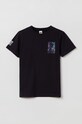 OVS t-shirt bawełniany dziecięcy nadruk czarny 1442243.BOY.10.15YEARS.