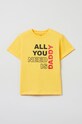 OVS t-shirt bawełniany dziecięcy nadruk żółty 1449279.BOY.3.10YEARS.O