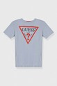 Guess t-shirt bawełniany dziecięcy nadruk niebieski L73I55.K8HM0.PPYH