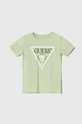 зелёный Детская хлопковая футболка Guess Для мальчиков