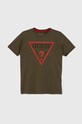 Guess t-shirt bawełniany dziecięcy nadruk zielony L73I55.K8HM0.9BYH