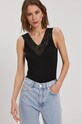 Pieces Top z elastanem czarny 17094482
