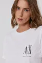 λευκό Βαμβακερό μπλουζάκι Armani Exchange