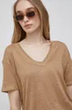 Vila t-shirt lniany beżowy 14067474.TigersEye