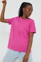 Βαμβακερό μπλουζάκι Pieces ροζ