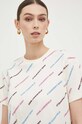 Karl Lagerfeld t-shirt bawełniany beżowy 225W1700
