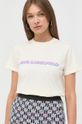 kremowy Karl Lagerfeld t-shirt bawełniany 225W1701 Damski