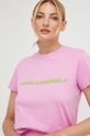 różowy Karl Lagerfeld t-shirt bawełniany 225W1701