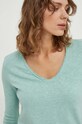 Βαμβακερή μπλούζα με μακριά μανίκια American VintageT-SHIRT ML COL V τιρκουάζ SON02B