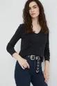 čierna Bavlnené tričko s dlhým rukávom American Vintage T-SHIRT ML COL V